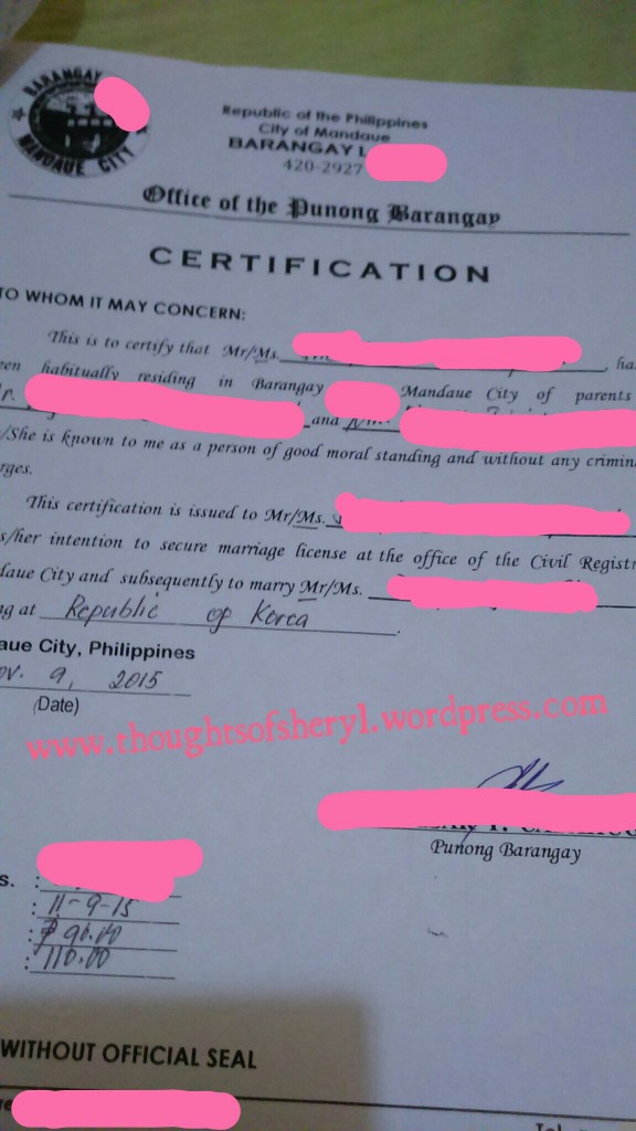 barangay certificate philippines